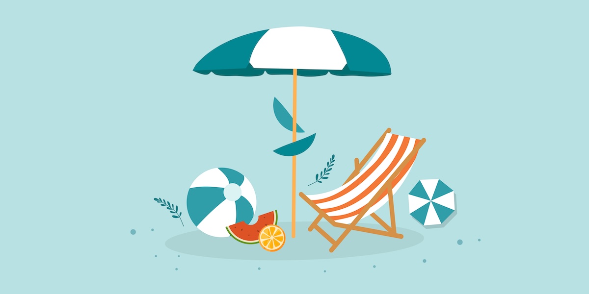 Illustrazione estiva con spiaggia tropicale
