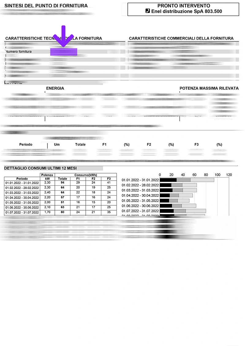 Esempio di Fattura Per N.Fornitura